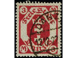 1922, kleines Staatswappen 3 M. (dunkel)karminrot (bräunlichkarmin quarzend) mit zeitgerechter Entwertung “DANZIG (*1n) 12.12