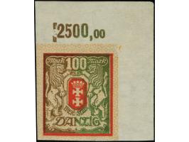 1922, Großes Staatswappen 100 M., zwei Phasendrucke auf Papier mit liegendem Wasserzeichen und Rosettenunterdruck, in den Far