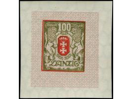 1922, Großes Staatswappen 100 M. metallischgrün/rot, Einzelabzug im Kleinbogenformat (54x57mm), stehendes Wasserzeichen, mit 