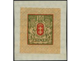 1922, Großes Staatswappen 100 M. metallischgrün/rot, Einzelabzug im Kleinbogenformat (51x58mm), stehendes Wasserzeichen, mit 