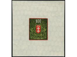 1922, Großes Staatswappen 100 M. metallisch-grün/rot, Einzelabzug im Kleinbogenformat, stehendes Wasserzeichen, ohne Rosetten