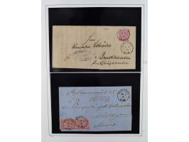 1850/75, gestempelte Sammlung mit einigen besseren Werten, teils auf Briefstücken sowie auf ca. 20 Briefen, dabei u.a. Mi.-Nr