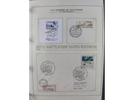 HUNDE: 1894/1992 (ca.), interessante Ausstellungssammlung “Schlittenhunde im Einsatz”, mit vielen Marken, FDCs, Schmuckbriefe