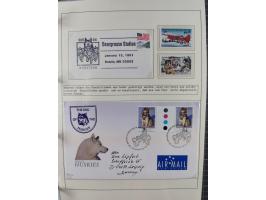 HUNDE: 1894/1992 (ca.), interessante Ausstellungssammlung “Schlittenhunde im Einsatz”, mit vielen Marken, FDCs, Schmuckbriefe