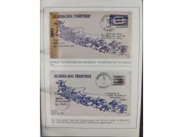 HUNDE: 1894/1992 (ca.), interessante Ausstellungssammlung “Schlittenhunde im Einsatz”, mit vielen Marken, FDCs, Schmuckbriefe