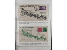 HUNDE: 1894/1992 (ca.), interessante Ausstellungssammlung “Schlittenhunde im Einsatz”, mit vielen Marken, FDCs, Schmuckbriefe