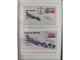 HUNDE: 1894/1992 (ca.), interessante Ausstellungssammlung “Schlittenhunde im Einsatz”, mit vielen Marken, FDCs, Schmuckbriefe