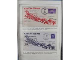 HUNDE: 1894/1992 (ca.), interessante Ausstellungssammlung “Schlittenhunde im Einsatz”, mit vielen Marken, FDCs, Schmuckbriefe