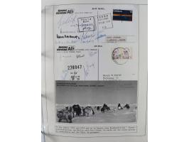 HUNDE: 1894/1992 (ca.), interessante Ausstellungssammlung “Schlittenhunde im Einsatz”, mit vielen Marken, FDCs, Schmuckbriefe