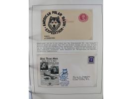 HUNDE: 1894/1992 (ca.), interessante Ausstellungssammlung “Schlittenhunde im Einsatz”, mit vielen Marken, FDCs, Schmuckbriefe