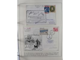 HUNDE: 1894/1992 (ca.), interessante Ausstellungssammlung “Schlittenhunde im Einsatz”, mit vielen Marken, FDCs, Schmuckbriefe