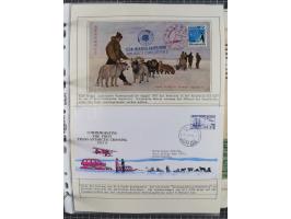 HUNDE: 1894/1992 (ca.), interessante Ausstellungssammlung “Schlittenhunde im Einsatz”, mit vielen Marken, FDCs, Schmuckbriefe