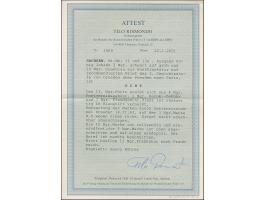 10 Ngr. milchblau, voll-bis breitrandig, zusammen mit leicht berührter 3 Ngr. auf gelb (kleiner Randspalt), mit auf- und nebe