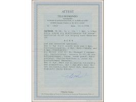 10 Ngr. milchblau und 1 Ngr. auf mattgraurot, letztere oben berührt, sonst beide voll- bis meist breitrandig, mit Nr. "2" und