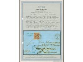 5 Ngr. rostbraun (sogenannte Fehlfarbe), allseits breitrandig, mit Nr. "8" und nebengesetztem Doppelkreisstempel "CHEMNITZ 20