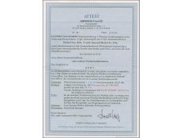 5 Neugroschen bräunlichrot, 3 Neugroschen auf gelb und 1851/63, Wappen 3 Pfennige grün, Letztere kurz gering berührt, sonst a