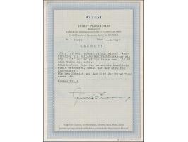 ½ Ngr. auf grau, Type I, waagerechter 4er-Streifen, das rechte Paar unten leicht berührt, sonst voll- bis breitrandig, mit kl