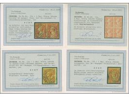 5 Ngr., Farbstudie auf 4 Ausstellungsseiten mit 15 gebrauchten Einzelwerten, gebrauchtem Paar, ungebrauchtem Viererblock und 