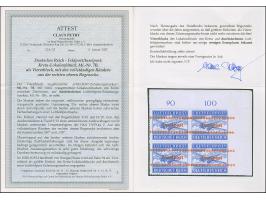 Kreta durchstochen im 4er-Block aus der rechten oberen Bogenecke, 3 Werte postfrisch mit stellenweise geringfügig verlaufenem