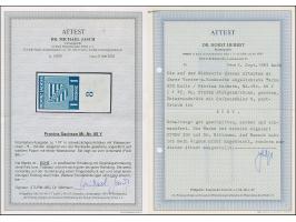 1945, Wappen mit Wasserzeichen “Stufen steigend”, 1 Pfg. , allseits breitrandiges Unterrandstück, postfrisch. Zarte Fingerspu
