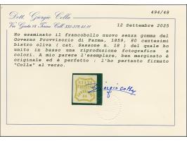 1859, 80 c. bistre-olive, fresh colour, good to large balanced margins, unused without gum, very fine, opinion Colla (2025)