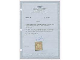 1 Mark braunpurpur, farbfrisch und, bis auf einen minimal verkürzten Zahn links oben, einwandfrei, ungebraucht mit Originalgu