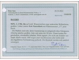 1890, unverausgabte 2 Mark mittelbräunlichlila, linker unterer Eckrand-4er-Block mit Pl.-Nr. "17", postfrisch. Einwandfrei un