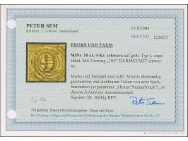 9 Kreuzer auf gelb, Type I, farbfrisch und allseits überrandig, mit Teilen aller 8 Nachbarmarken (sogenannter 'Kleiner 9er-Bl