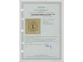 1 Kreuzer auf sämisch, Type III, farbfrisch und allseits gleichmäßig breitrandig, ungebraucht mit frischem Originalgummi. Ein