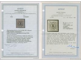 1 Kreuzer auf hellgraugelbem Seidenpapier, Type III, farbfrisch und gleichmäßig breitrandig, ungebraucht mit frischem Origina