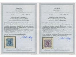 1875, 5 Pfge. als Essay im Ziffermuster mit Wertschildoval und in den Ecken mit Reichsadler in den Farben lilabraun, violett 