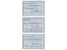 1890, Krone/Adler 3 Pfg. als Netzaufdruckprobe rosa auf dunkelblau, graublau auf karmin und grün auf graubraun, ungebraucht, 