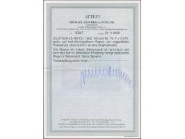 1902, Germania 5 Pfg. als ungezähnter Probedruck in Grün auf hellrötlichgelbem Papier ohne Gummierung, Randstück mit senkrech