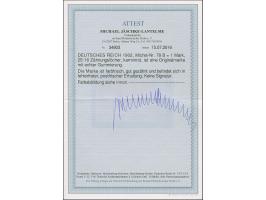 gezähnt 25:16: 1 M. karminrot, postfrisch, in tadelloser Erhaltung. In dieser Qualität eine sehr seltene Marke, unsigniert mi