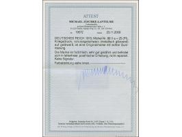 1915, Kriegsdruck 25 Pfg. rotorange/schwarz (metallisch glänzend) auf gelbweiß, postfrisch, farbfrisch und sehr gut gezähnt. 