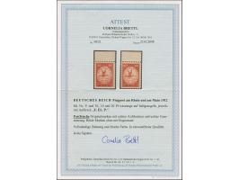 1912, Flugpost Rhein/Main E.EL.P. 10 und 20 Pfg. jeweils mit Oberrand, postfrisch, in tadelloser Erhaltung, unsigniert mit Fo