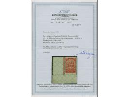 1924, Deutsche Nothilfe 10 Pfg. aus der linken unteren Bogenecke mit kpl. Leerfeld links, postfrisch, in einwandfreier Erhalt