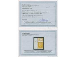 1930, Reichspräsidenten 10, 20 und 80 Pfg. mittelbraungelb jeweils mit Walzendruck-Oberrand mit der Konfiguration “3'7'3”, da