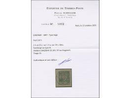 2½ a. + 25 c. on 1½ a. blue, Type IX Setting B-D-J, fresh colours, tied by cds. “ZANZIBAR 26 JUIL. 97” to small piece, very f