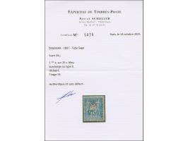 2½ a. + 25 c. on 1½ a. blue, Type X Setting B-D-K, fresh colours, used, very fine. A very scarce stamp with only 24 printed, 