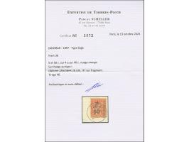 5 a. + 50 c. on 4 a. red-orange on salmon, Type I Setting L-H-O, fresh colours, neatly tied by cds. “ZANZIBAR 28 JUIL. 97” to