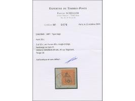 5 a. + 50 c. on 4 a. red-orange on salmon, Type IV Setting L-I-P, fresh colours, neatly tied by cds. “ZANZIBAR 29 JUIL. 97” t