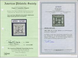 ½ Sgr. auf mattbläulichgrün, sehr schöne frische Farbe und allseits gleichmäßig breitrandig, ungebraucht mit Originalgummi. I