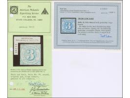 3 Kr. blau, farbfrisch und voll- bis breitrandig, ungebraucht mit Originalgummi. Einwandfrei. Fotobefund Sem BPP (2025)