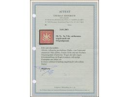 9 Kr. sattkarmin, schöne tiefe Farbe und für diese Ausgabe sehr gut geschnitten, ungebraucht mit  originaler Gummierung. Tade