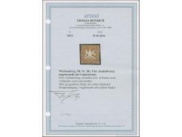 9 Kr. dunkelbraun, farbfrisch und gut gezähnt, ungebraucht mit Resten des Originalgummis. Frisch und einwandfrei. Signiert Kö