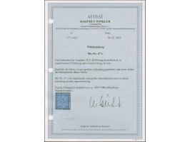 20 Pfg. dunkelkobalt, farbfrisch und gut gezähnt, ungebraucht ohne Gummi. Rückseitig kleine helle Stelle, sonst einwandfrei. 