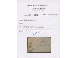 “BOLCHEN” Provisorische Stempel, sauber auf- und nebengesetztem auf 5 C. (senkrechter Paar) auf portogerechter Briefkuvert na