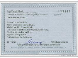1942, Hitler 3 M. ungezähnt aus der rechten oberen Bogenecke, postfrisch und in tadelloser Erhaltung, signiert Schlegel BPP u