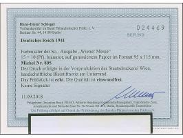 1941, Wiener Messe 15 Pfg. als ungezähnter Probedruck in Braunrot als Einzelabzug im Blockformat (95 x 115 mm) mit Bleistiftv